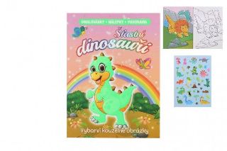 Obrázek z Omalovánky se samolepkami Šťastní dinosauři A4 